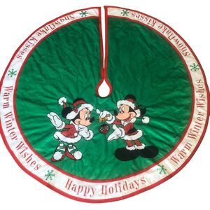 HTF Disney Theme Parks 2016 Mickey‎ & Minnie 48" Christmas Tree Skirt Winter